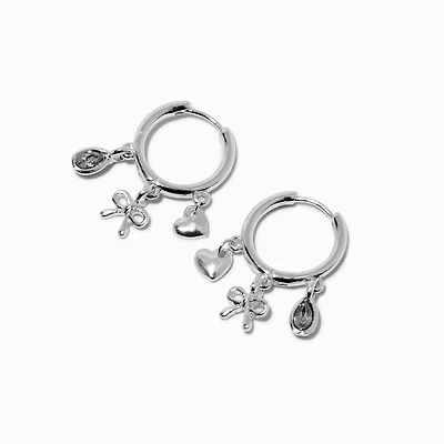 Silver-tone Charm 16mm Clicker Hoop Earrings