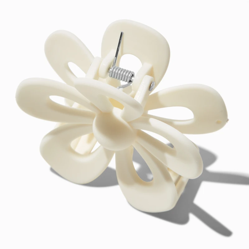 White Open Flower Hair Claw