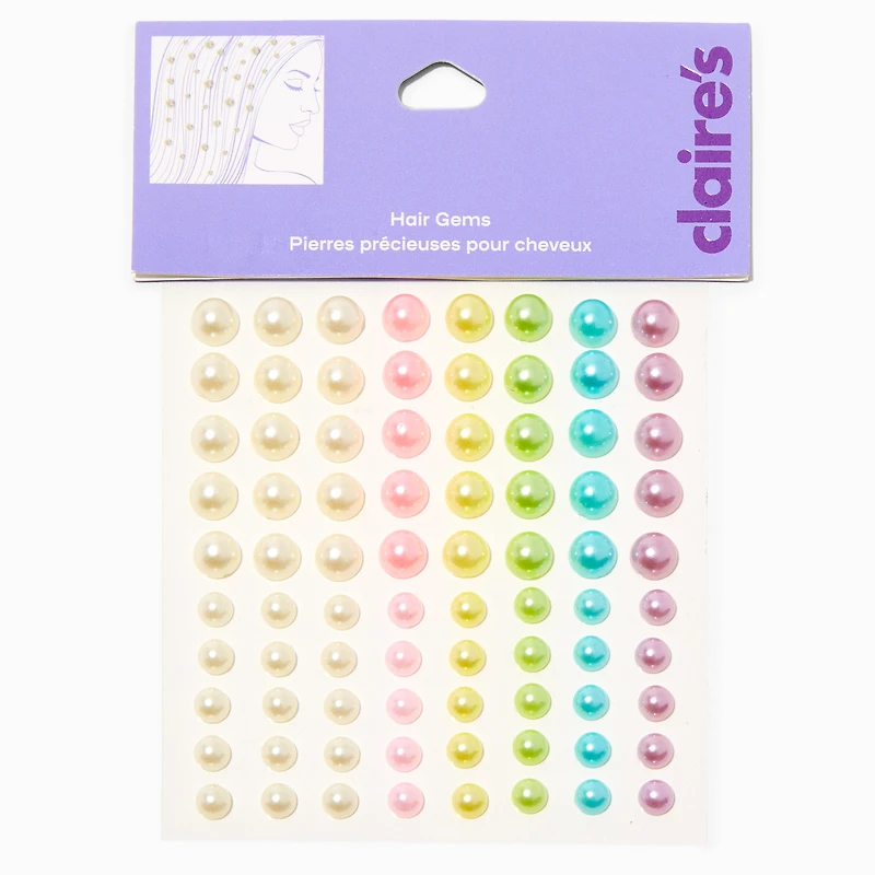 Pastel Rainbow Assorted Crystal Hair Gems - 80 Pack