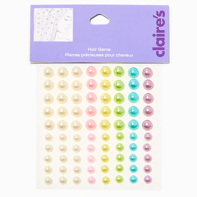Pastel Rainbow Assorted Crystal Hair Gems - 80 Pack