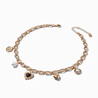 Gold-tone Retro Charm Necklace 