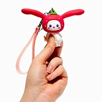 Strawberry Bunny Ears Wristlet Keychain