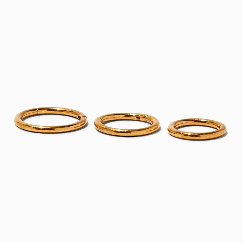 18G 18kt Gold Plated Titanium Mixed Nose Hoops - 3 Pack