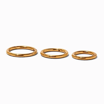 18G 18kt Gold Plated Titanium Mixed Nose Hoops - 3 Pack