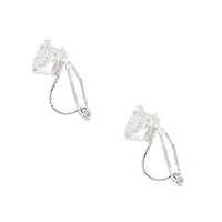 Silver-tone Cubic Zirconia Round 7mm Clip-On Earrings