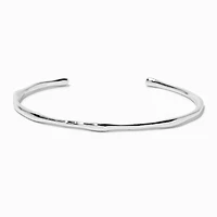 Silver-tone Simple Textured Cuff Bracelet