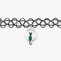 Black Cat Mood Tattoo Choker Necklace