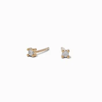C LUXE by Claire's 18kt Gold Plated Cubic Zirconia 2mm & 8mm Round Stud & Clicker Hoop Earrings - 2 Pack