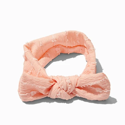 Claire's Club Light Pink Nylon Ribbed Bow Headwrap