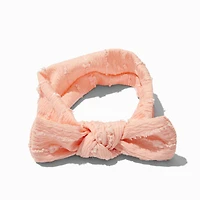 Claire's Club Light Pink Nylon Ribbed Bow Headwrap