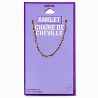 Gold-tone Stainless Steel Notched Chain Anklet