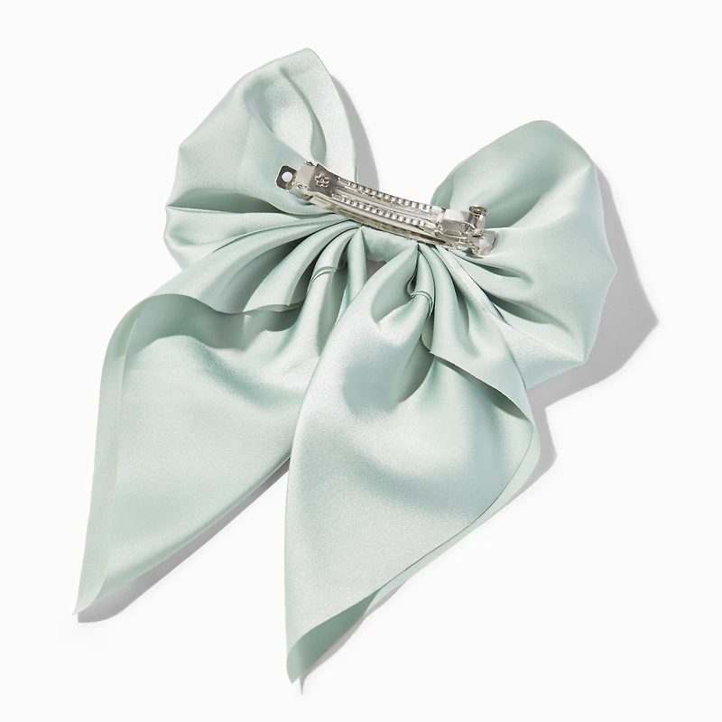 Sage Green Satin Hair Bow Clip
