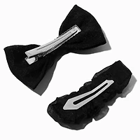 Black Sheer Pearl Bow Hair Clips - 2 Pack
