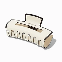 Cream Black Rhinestone Rectangular Hair Claw