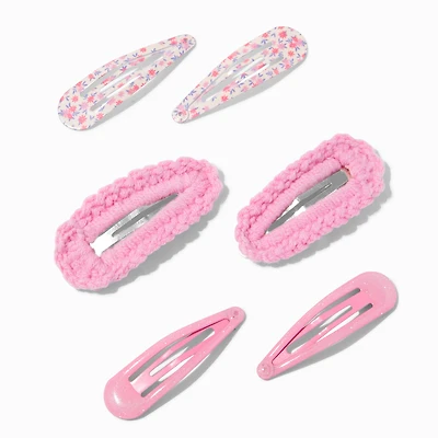 Claire's Club Pink Mixed Snap Hair Clips - 6 Pack