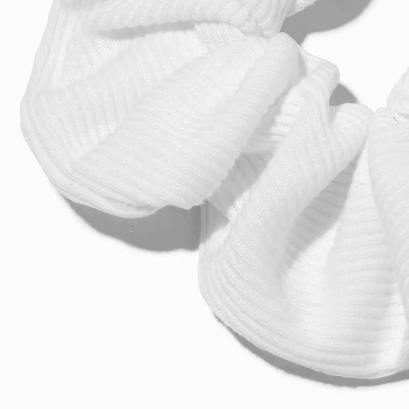 Ribbed White Hair Scrunchie