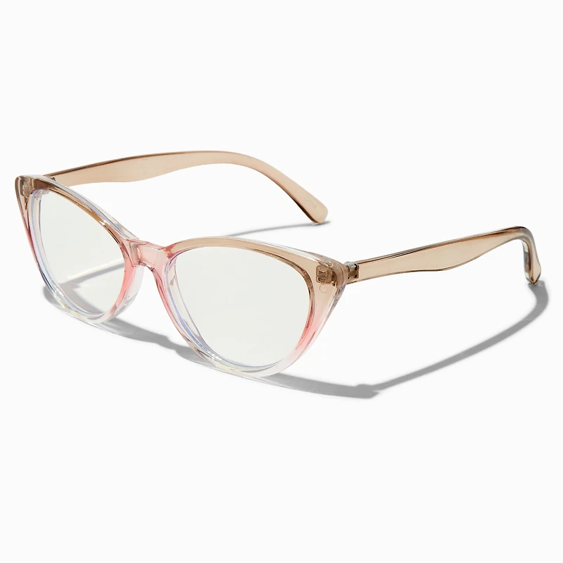 Solar Blue Light Reducing Pink & Brown Clear Cat Eye Clear Lens Frames
