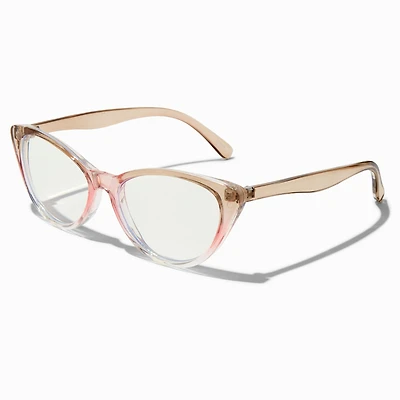 Solar Blue Light Reducing Pink & Brown Clear Cat Eye Clear Lens Frames