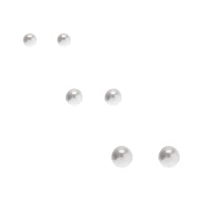 Graduated White Pearl Stud Earrings - 3 Pack