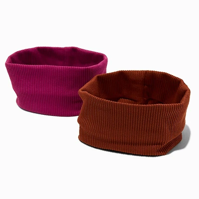 Berry & Brown Ribbed Headwraps - 2 Pack