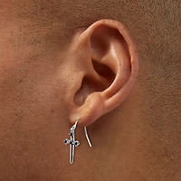 Silver-tone Cross Mixed Earring Stackables Set - 6 Pack