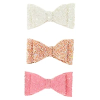 Claire's Club Glitter Bow Hair Clips - 3 Pack