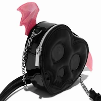 Black Skull & Bat Wings Heart Crossbody Bag