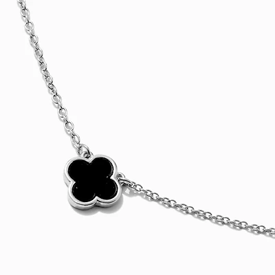Black Clover Silver-tone Pendant Necklace