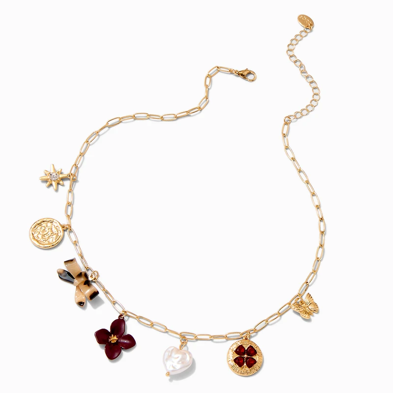 Gold-tone Paper Clip Charm Necklace
