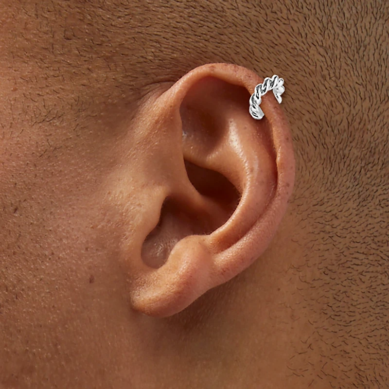 Silver-tone Twisted Stackable Ear Cuff 