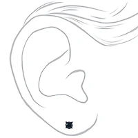 Black Cubic Zirconia 5mm Round Stud Earrings