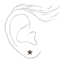 Black Star Gold-tone Stud Earrings