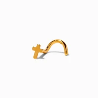 18G 18kt Gold Plated Titanium Cross Nose Stud