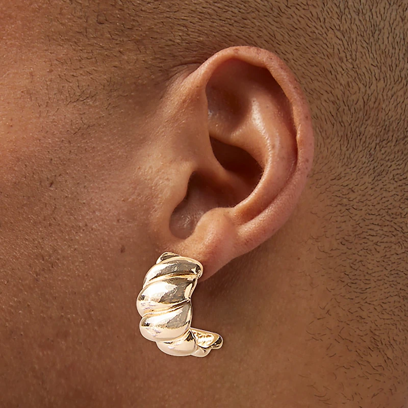 Gold-tone Thick Croissant Hoop Earrings