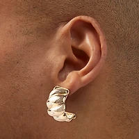 Gold-tone Thick Croissant Hoop Earrings