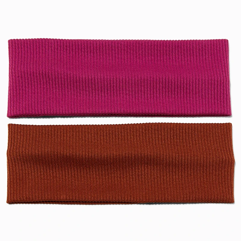 Berry & Brown Ribbed Headwraps - 2 Pack