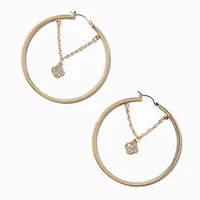 Gold-tone Crystal Clover Chain 60mm Hoop Earrings