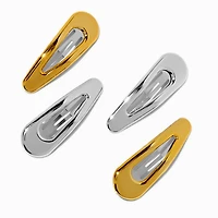 Gold & Silver Snap Hair Clips - 4 Pack