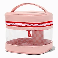 Pink Checkered Square Makeup Bag