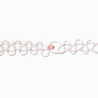 Pink Crystal Beaded Tattoo Choker & Strawberry Crystal Pendant Choker - 2 Pack
