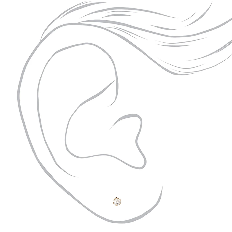 C LUXE by Claire's 18kt Gold Plated Cubic Zirconia 2mm Round Stud Earrings