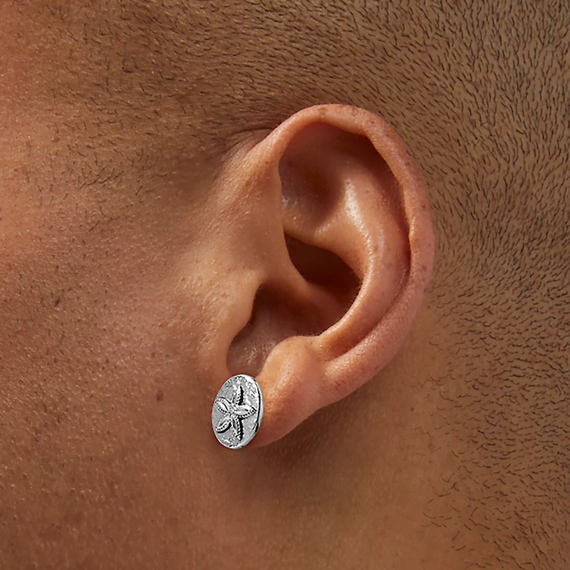 Silver-tone Sand Dollars Stud Earrings