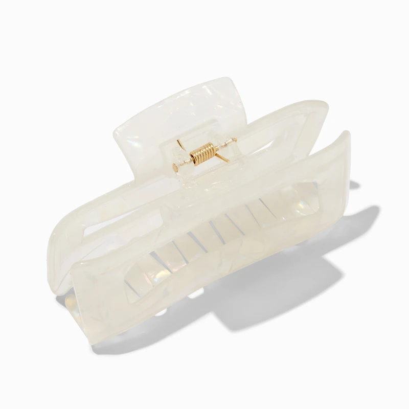 Iridescent Ivory Rectangular Hair Claw