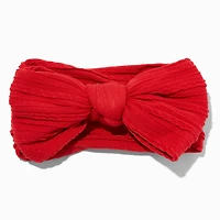 Claire's Club Red Nylon Ribbed Bow Headwrap