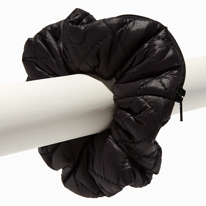Black Zipper Athletic Hair Scrunchie