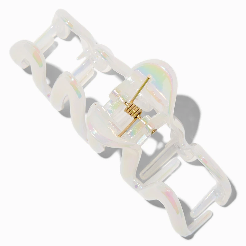 White Iridescent Zig Zag Hair Claw