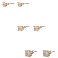 Gold-tone Cubic Zirconia 4mm, 5mm, & 6mm Round Stud Earrings - 3 Pack 