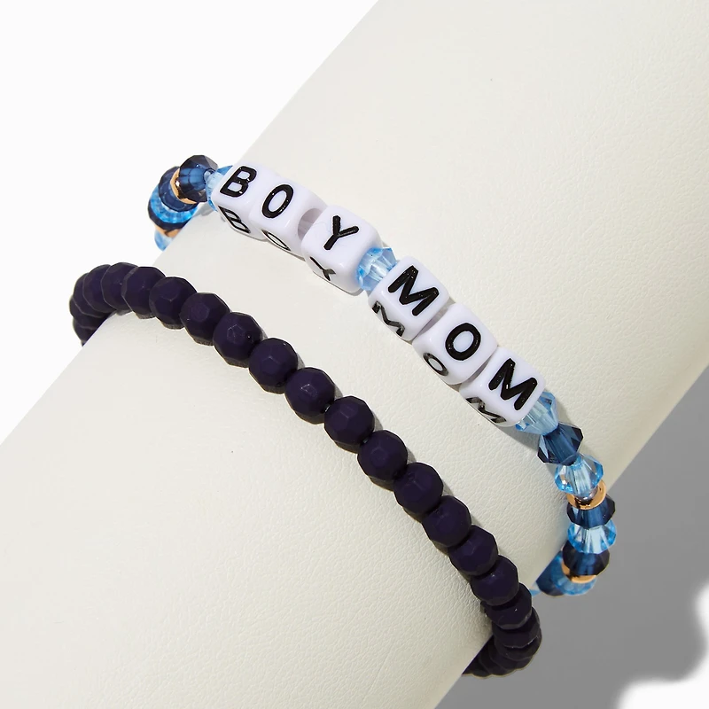 Mommy & Me Beaded "Boy Mom" Stretch Bracelets - 2 Pack