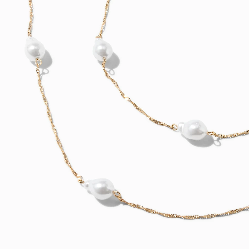 Gold-tone Pearl Multi-Strand Necklace