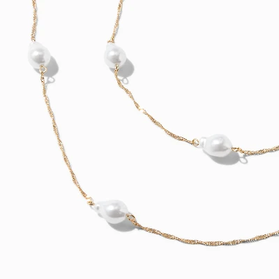 Gold-tone Pearl Multi-Strand Necklace